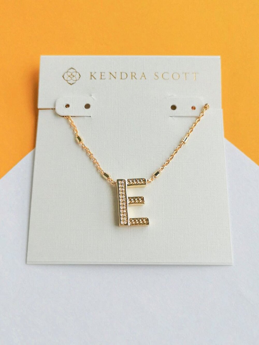 Letter Gold E Pendant Necklace by Kendra Scott